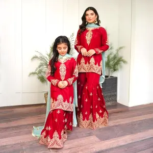 Mother-Daughter combo Set with Embroidery and Sequence Work