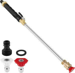 Washer Gun, Water Jet Wand & Rotating Wand, Multi-Purpose Cleaning Tool with 2 Nozzles, Metal Hose Nozzle for Outdoor Window Washing and Garden Watering