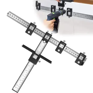 Adjustable Cabinet Hardware Jig - Self-Centering Drill Guide with Clear Scale,Cabinet Door Mounting Jig,DIY Positioning Tool,Drawer Pull Wood Drilling Dowelling Tools