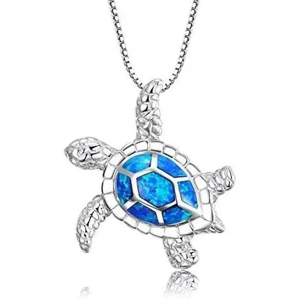 Women's Sterling Silver Sea Turtle Pendant Necklace - Ocean Life Jewelry, Includes Pendant, Designed with Detailed Sea Turtle Charm, Gift for Marine Life Fans