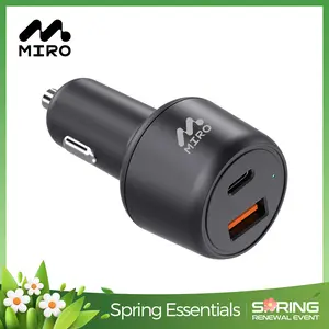【D3】MIRO Car Charger – 83W Dual-Port Fast Charging (65W PD & 18W QC3.0), Safe & Compact with USB-C & USB-A Ports, Perfect for Road Trips, Daily Commutes & Travel, Reliable On-the-Go Power, Practical Gift for Drivers & Tech Enthusiasts