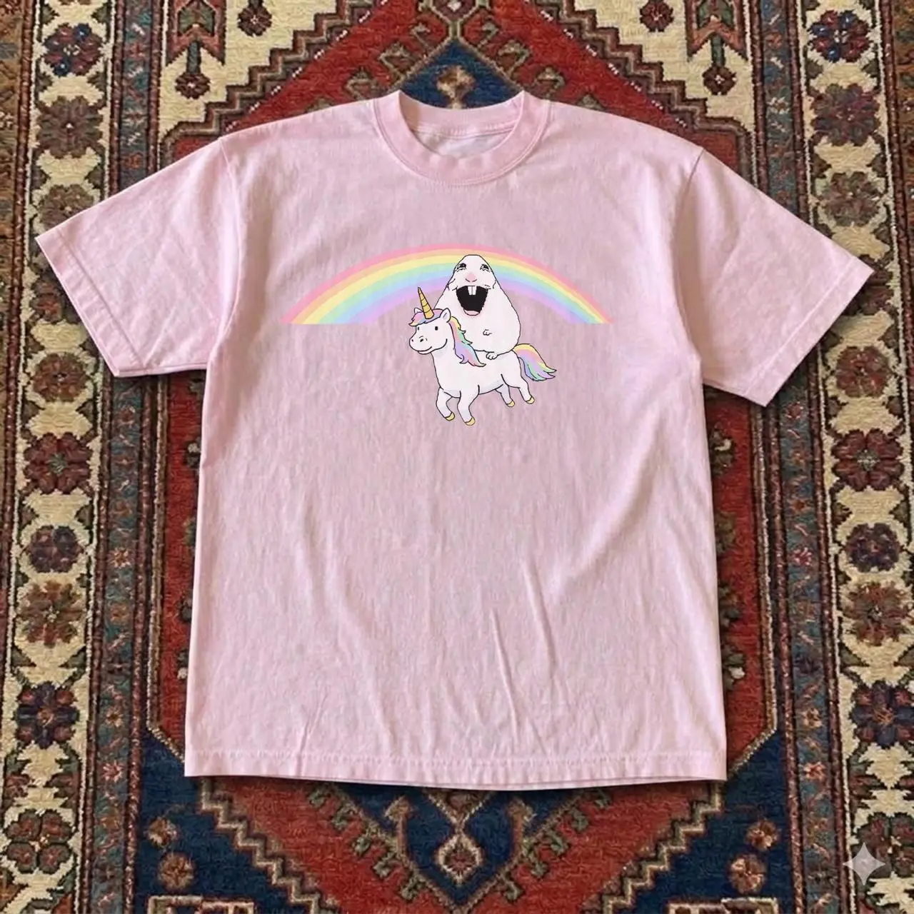 Marmot Unicorn T-shirt | Screaming Marmot Riding Rainbow Unicorn Graphic Printed Tee, Shirt, Loose Fit Meme Top