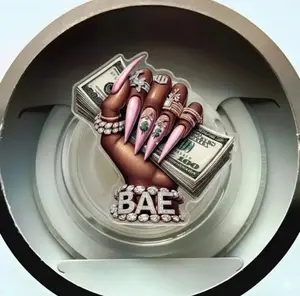 Luxury BAE Money Stack Phone Grip - Pink Stiletto Nails & Diamond Jewelry Acrylic Stand - Boss Babe Aesthetic Melanin Queen Accessory