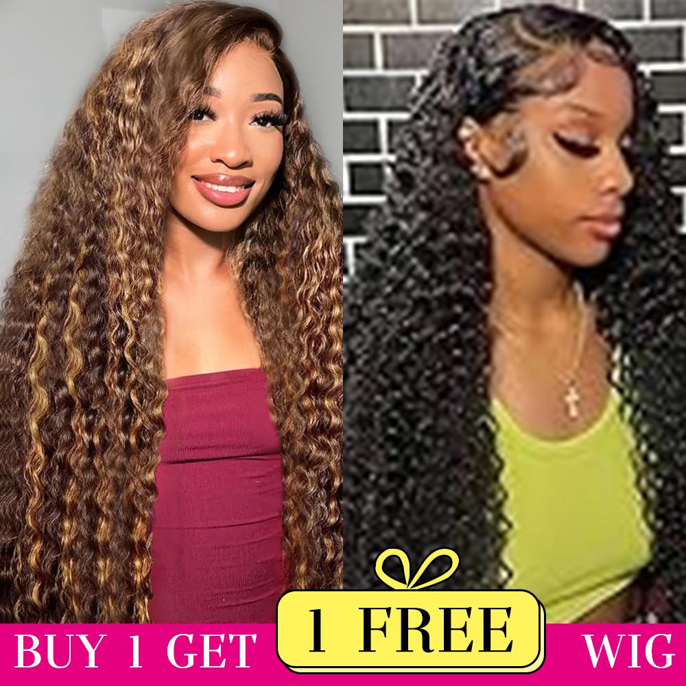[Combo sale 30"&30"] ''Buy 1 get 2'' 13x4 4/27 Jerry Curly Lace FrontWigs Human Hair for Women 180 Density HD Transparent Lace Frontal Wigs For Women