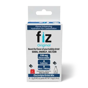 Fiz Original - 8 Pack Electrolyte Drink Mix for Carbonated Beverages No Sugar No Calories 530 mg Electrolytes Salty Sour Punch