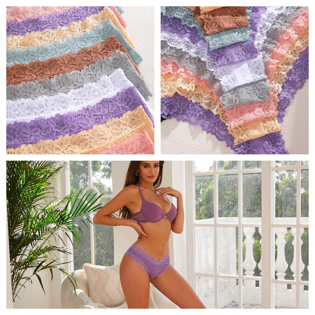 FINETOO Women's 15PCS Cotton Panties Lace Low Rise  Basic Brazilian Bikini  Cute Panties Soft Breathable Lingerie S-XL Fashionable Minimalist SpringStatements