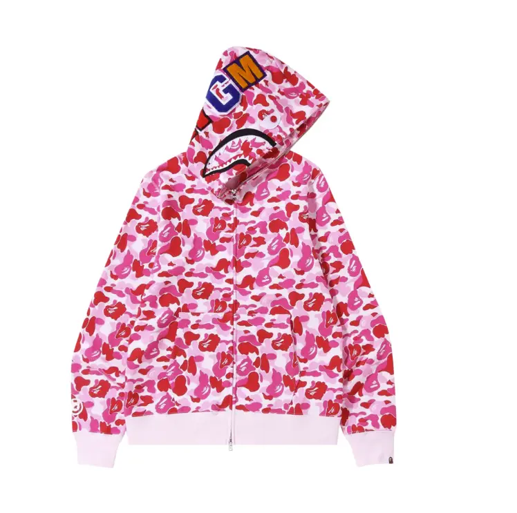 BAPE ABC Camo Shark Full Zip Hoodie Pink Men and Women Hoodie (Run Small , Please buy one Size Up)