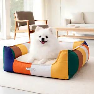 Petnovo Pet Rainbow Cutout Bed for Dogs and Cats Comfortable Striped Design Soft Cushion Ideal for Cozy Rest
