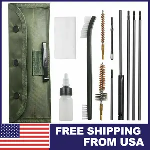 10Pcs/set Gun Cleaning Kit Pistol Cleaner Rifle Brushes with Pouch NEW