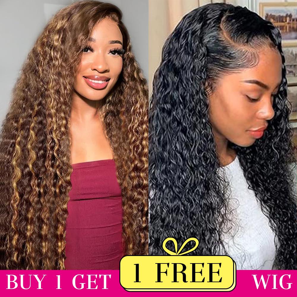 [Combo sale 30"&30"] ''Buy 1 get 2'' 13x4 4/27 Jerry Curly Lace FrontWigs Human Hair for Women 180 Density HD Transparent Lace Frontal Wigs For Women