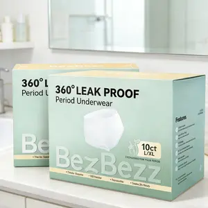 BezBezz Disposable Period Underwear S-XL | 360° Leak Proof Feminine Underwear Heavy Flow Women | Antibacterial Batrehable Fabric c