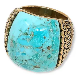 GemHues Bronze Gemstone Textured Wide Band Ring