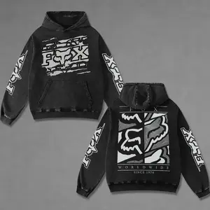 Worldwide Fox Racing Biker Hoodie Washed Vintage Racing Streetwear, Motorcycle Graphic Hoodie Unisex, Designed for Motor Fans, Sportbike Culture, Speed Lovers & Urban Motorbike Style