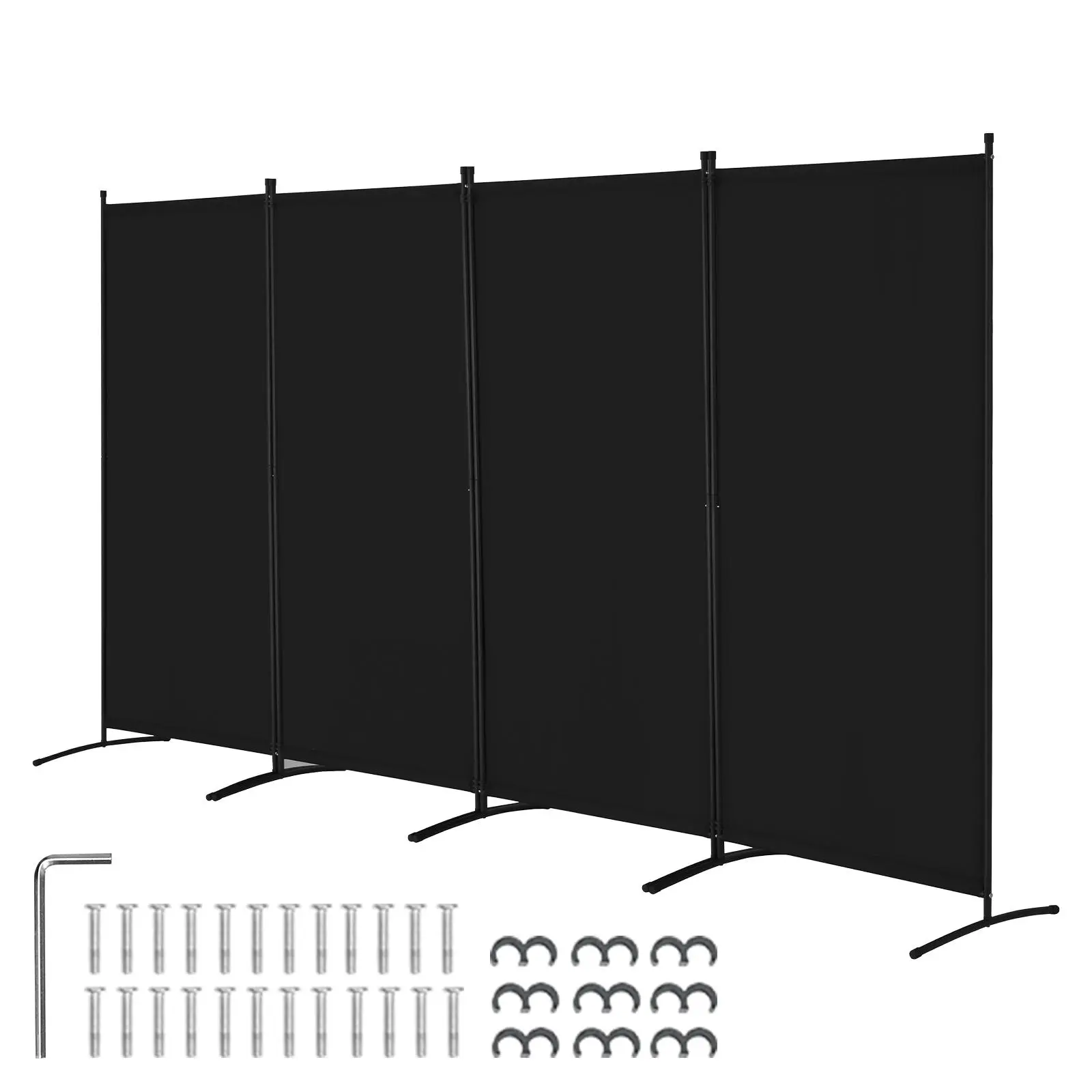 【SummerFinds】VEVOR Room Divider, 4 Panel Room Divider, Folding Privacy Screen and Portable Partition Divider for Room Separation, Freestanding Room Partitions for Office, Bedroom, Study, Black