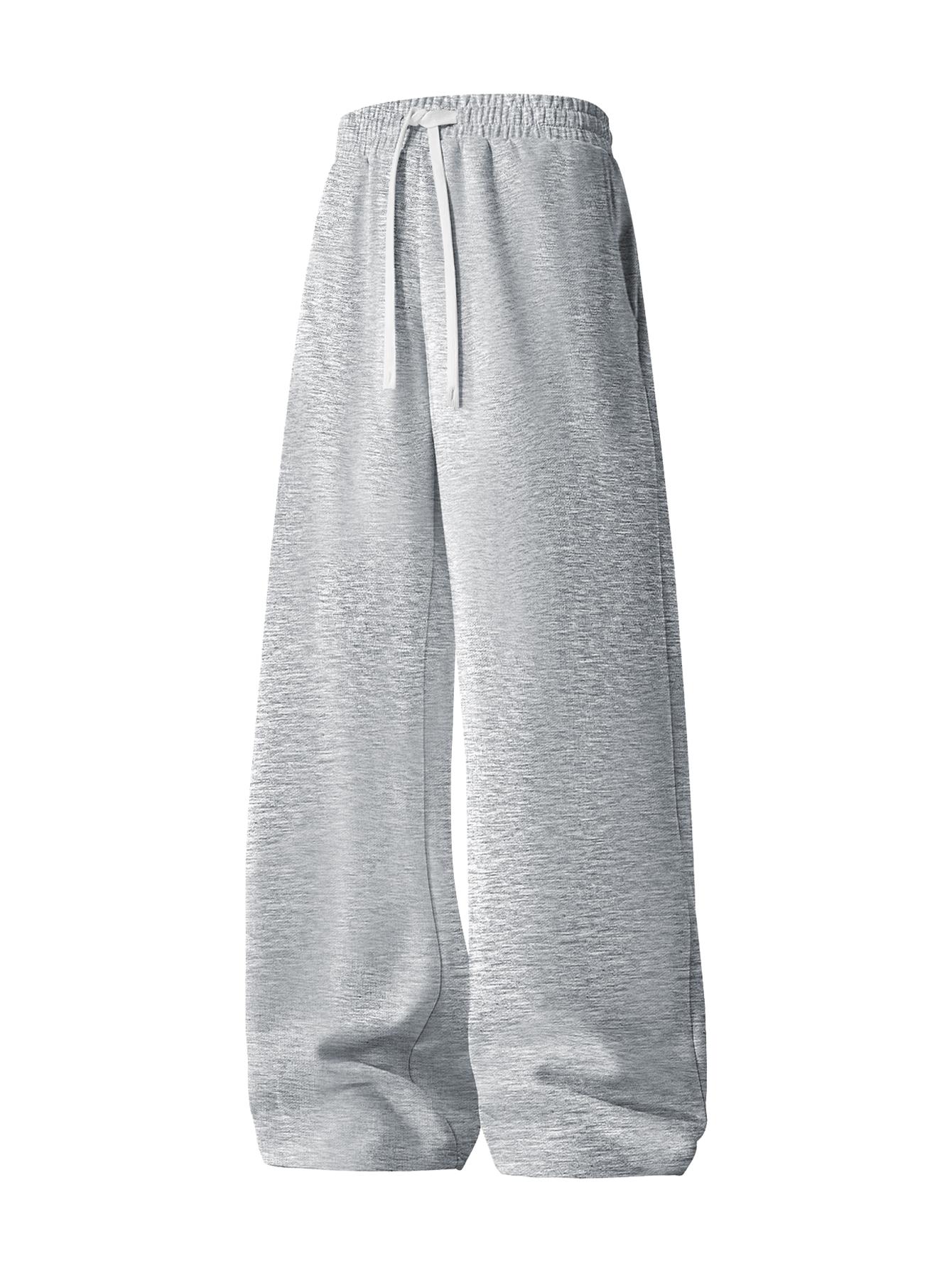 Simple Style Drawstring Casual Pants, Breathable Fabric, Straight Trouser Legs, Comfortable and Loose, Suitable for Outdoor Sports and Fitness or Home Wear in Spring, Summer, and Autumn