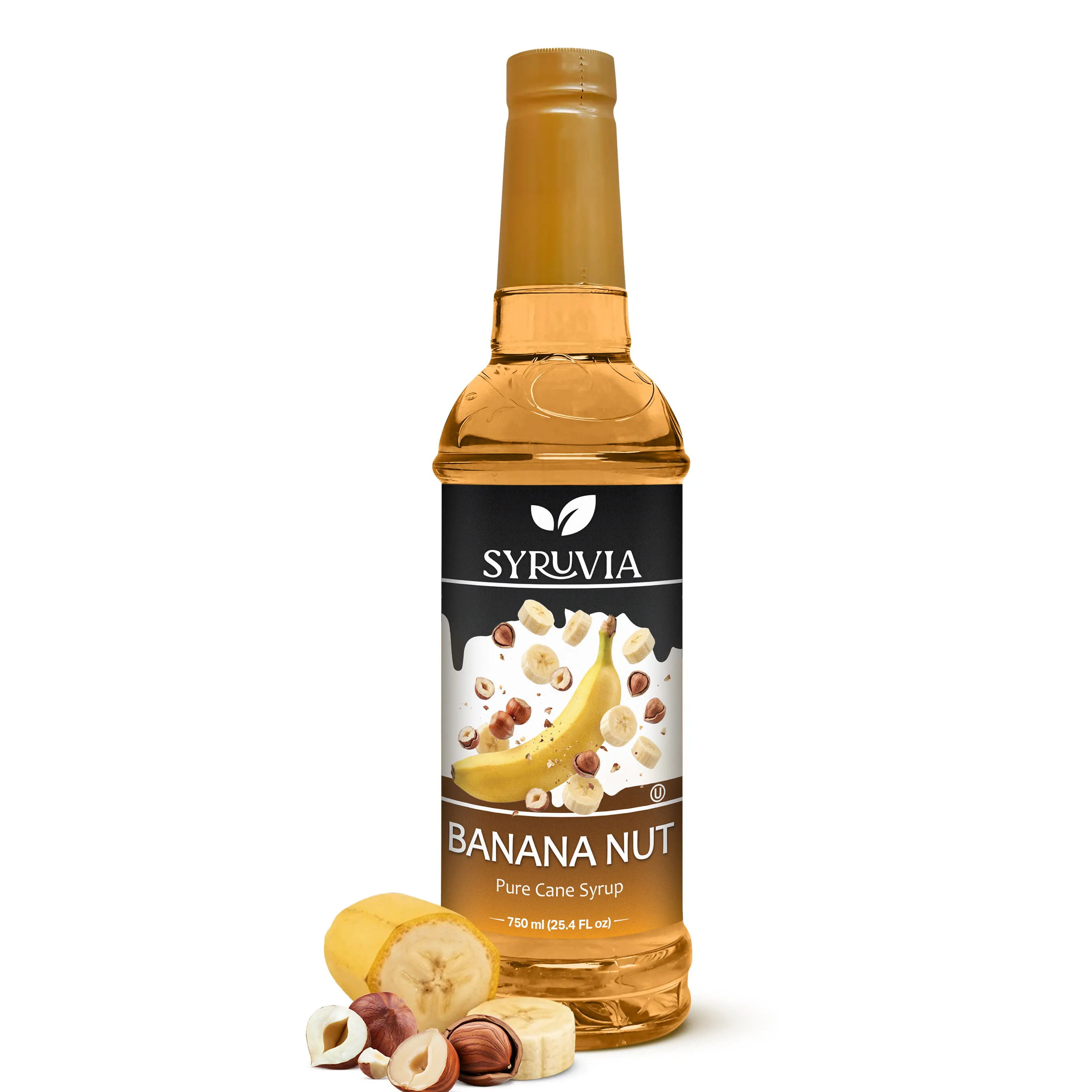 Syruvia Sweet Gluten-Free Banana Nut Liquid Syrup - For Beverages, Flavor Beverages, Desserts - 25.4 fl oz
