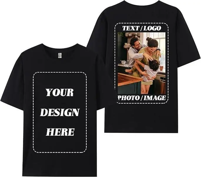 CARPESUN Custom Oversized Unisex Round Neck Short-Sleeve 100% Heavyweight Cotton Graphic Tee - Personalized Photo/Text/Logo Print, Breathable, Mens Gifts, Boyfriend Gifts, Valentines Day Option, Gifts For Boyfriends