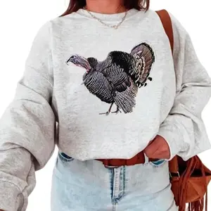 Vintage Turkey Sweatshirt | Fall Unisex Style, Retro Turkey Animal Lover Hunting Sweatshirt Turkey Vintage Fall Unisex Cotton Womenswear L4L