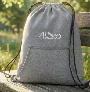 Personalized Cinch Pack, Sweatshirt Fleece, Drawstring Gym School PE Pool Backpack, Embroidered Monogrammed Custom Name, Gift