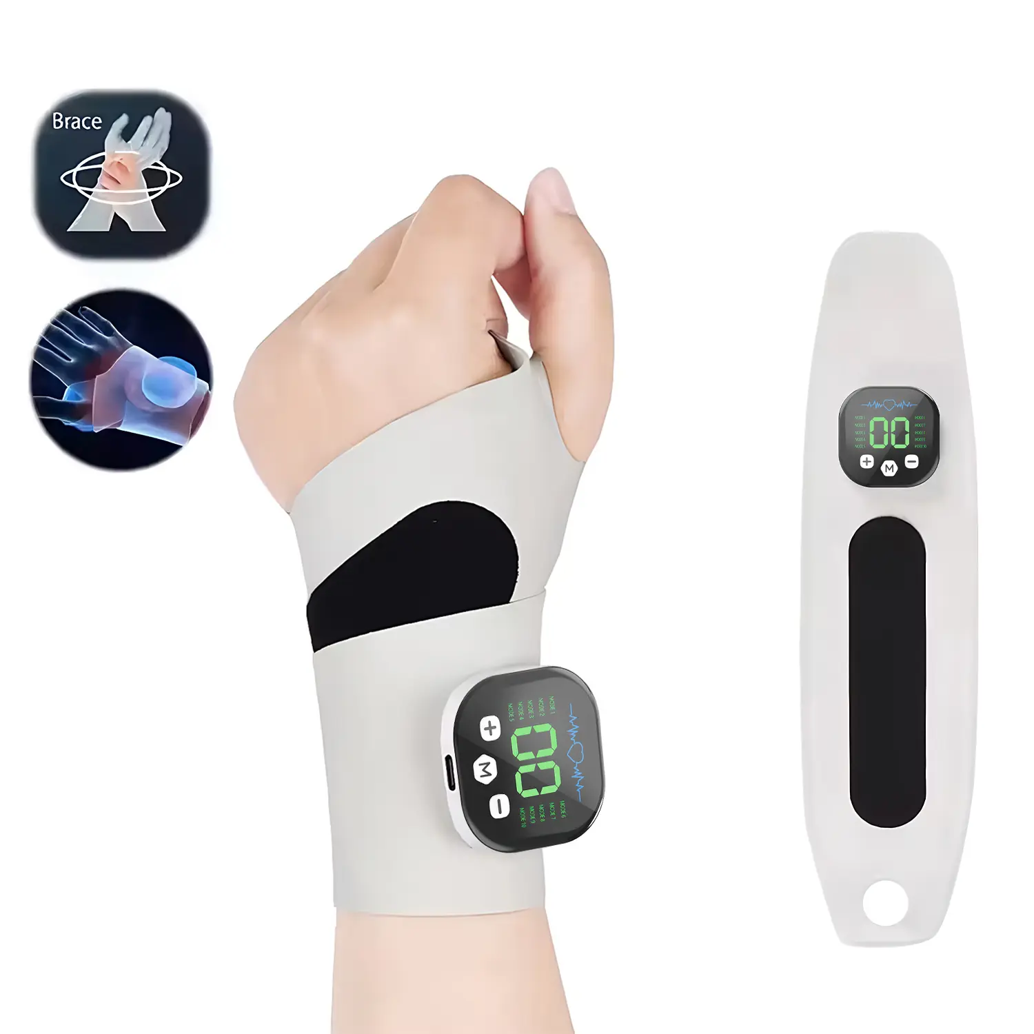 Hand Massager Wrist EMS Pulse Therapy Device for Carpal Tunnel & Arthritis Relief, Microcurrent for Hands & Wrist Portable Therapy, Wrist Massage Machine Wearable Hand Heating Pad for Daily & Sports, Gift for Men Women
