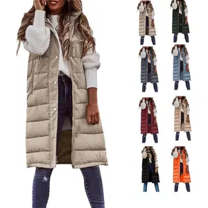 Women's Long Vests Sleeveless Lightweight Zip Puffer Jacket Packable Hooded Down Coat Winter Quilted Vest With Hood Can be used with a raincoat