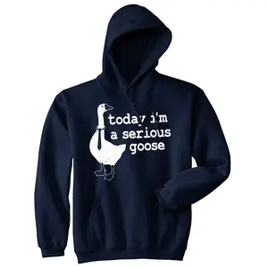 Today Im a Serious Goose Unisex Hoodie Funny Sarcastic Animal Hooded Sweatshirt Unisex Vintage Fashion Hoodies Animal Hoodie Funny Office Pullover Novelty Sweatshirt Navy -