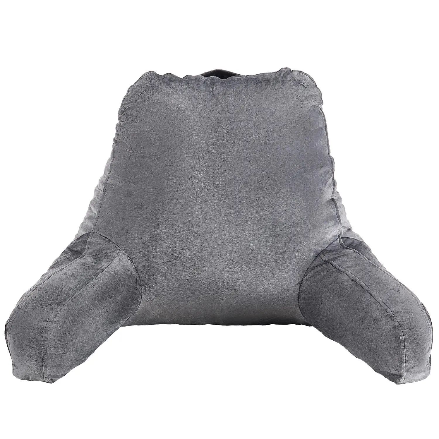 【SummerFinds】VEVOR Reading Pillow,  Large Size Bed Pillow with Shredded Memory Foam, Back Pillow with 3 Pockets and Washable Short Velvet Cloth, Top with Handle, for Watching TV, Reading, Gaming, Resting, Grey