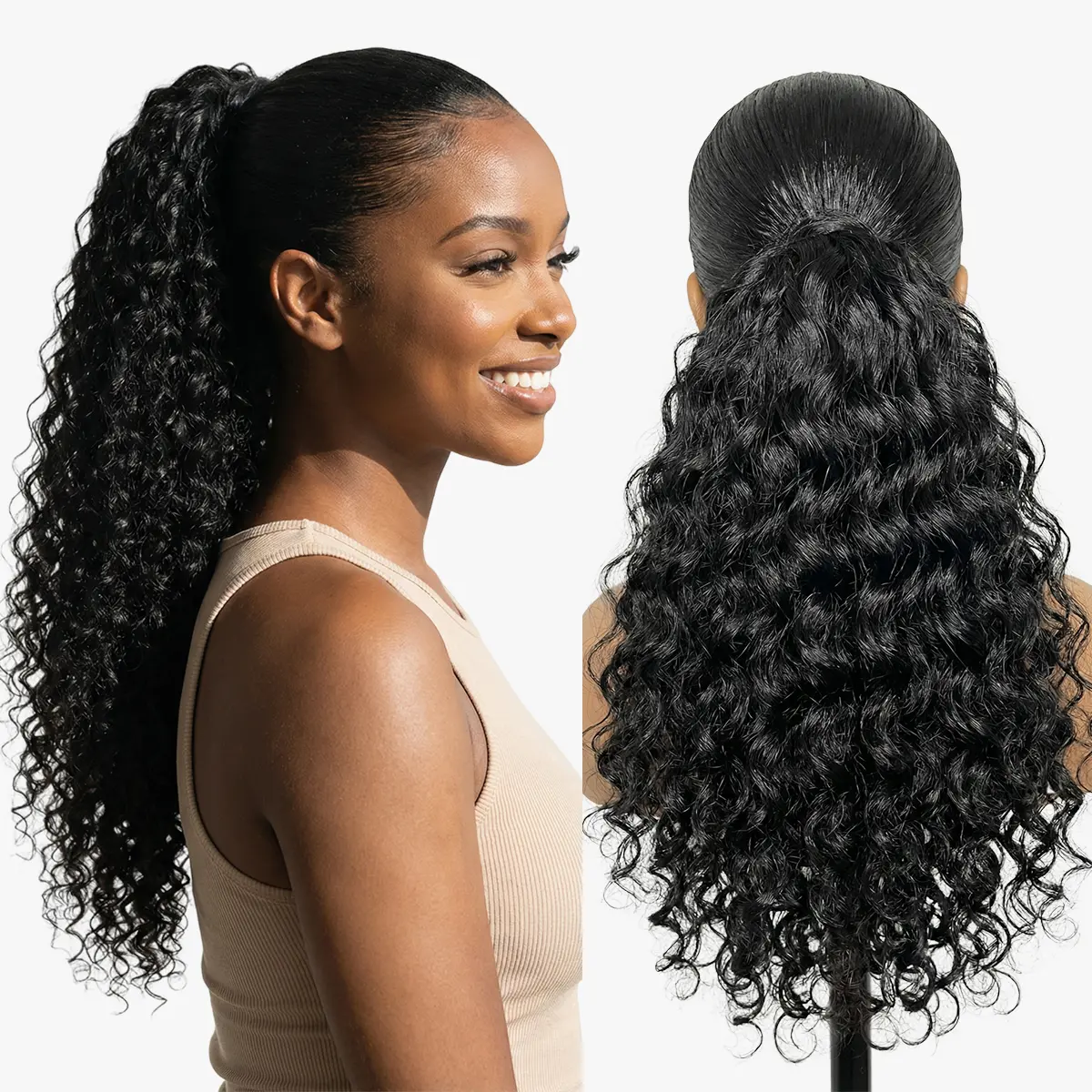 BGMgirl Water Wave High-Density 10-Sec Ponytail Protective Hairstyle Draw-string Ponytail Hair Extensions Ponytail 100% Human Hair #mothersdaygift #SummerVibes