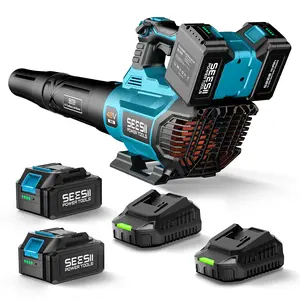 【SEESII】 40V Leaf Blower Cordless, 680CFM/210MPH Brushless Motor with 2 * 5200 mAh Batteries and 2*Chargers, Variable Speed Control & Turbo Button, Electric Blower for Lawn Care/Debris/Dust