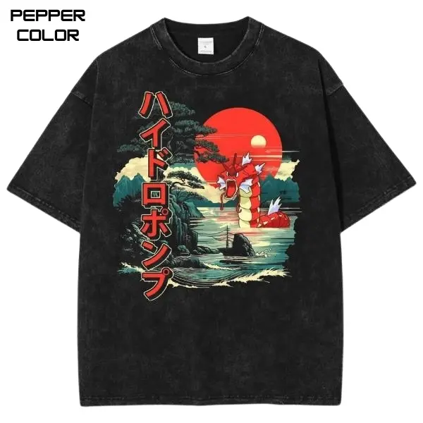 Gyarados Vintage Graphic T-Shirt, PKM Shirt, Anime Shirt, Anime Merch, Unisex Streetwear Tee, cotton crewneck shirt, Gift for Men, Women, Anime Lover Gift Menswear Top