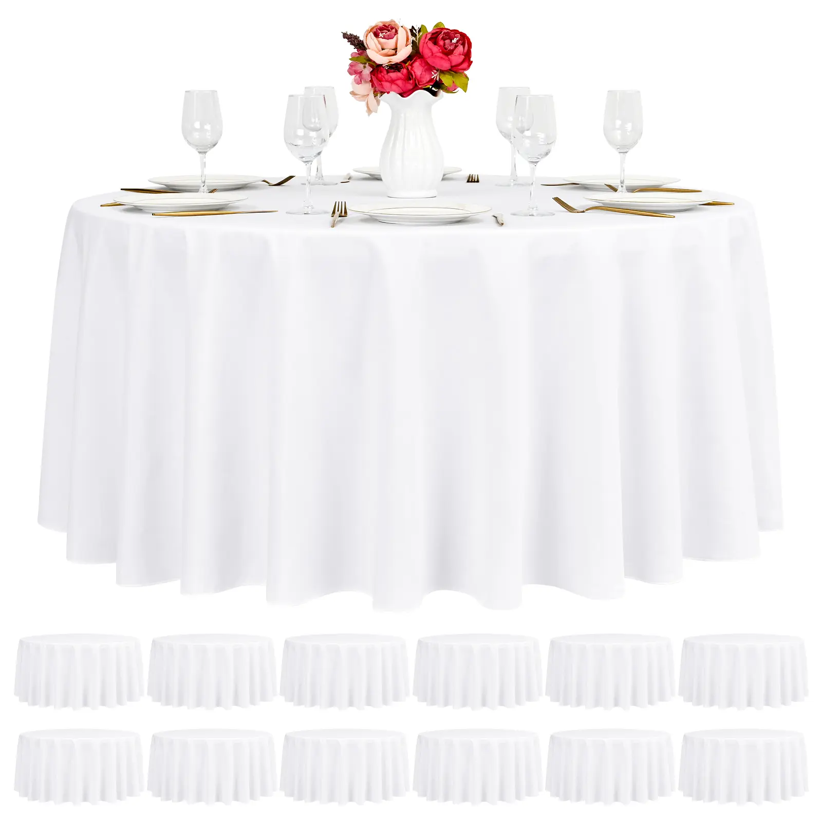 8/10/12 Pack Polyester Tablecloth for Tables - Waterproof Resistant Washable Cover in Bulk for Wedding Party Buffet Camping，#Outdoor gathering gear #Back-to-school #Halloween