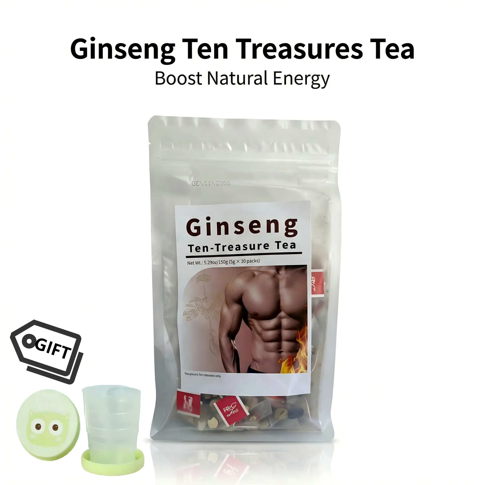 Super  Ten-  - 30 Bags Herbal Beverage for Vitality, Natural Ingredients, No Additives, Caffeine Free, 10 Premium Ingredients  Energy Boosting Kidney  Organic Cleanse Blend chinese herbal  bag treasure traditional healthy Ginseng Mulberry Five Eight tea