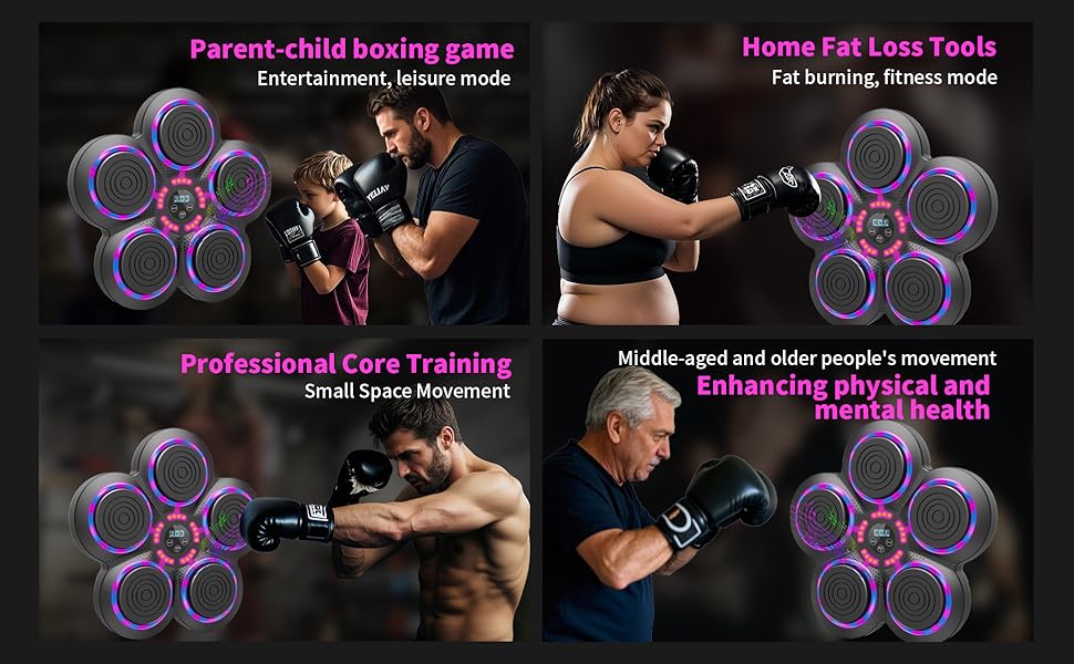 Bluetooth Music Boxing Machine with Gloves, Wall-Mounted Home Workout Target, Type C Charging, Punching Target boxing music machine with gloves for Adults and kids black friday