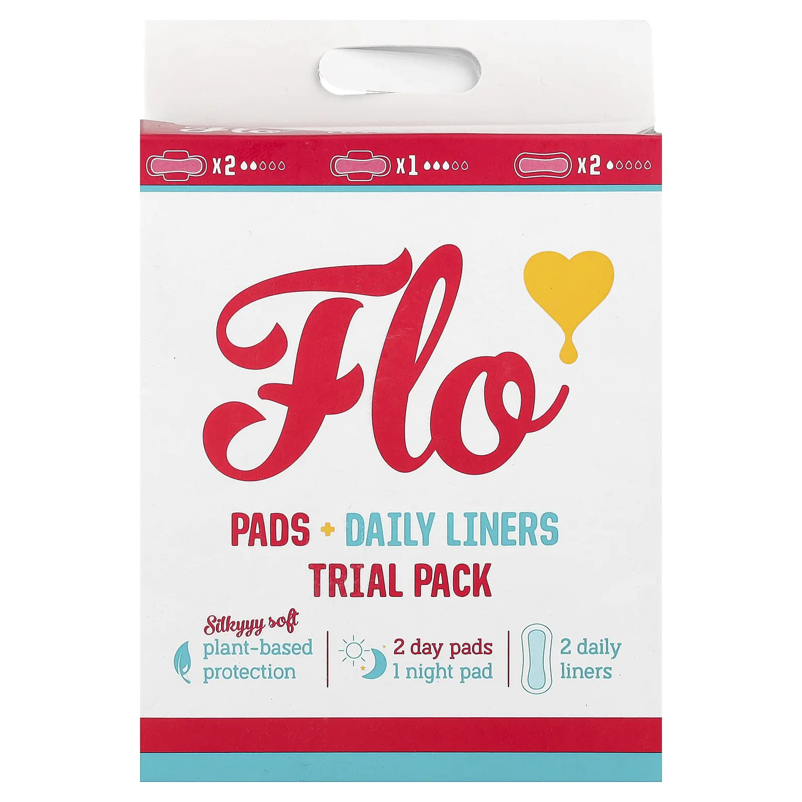 Here We Flo Pads + Daily Liners Trial Pack, 3 Pads + 2 Liners