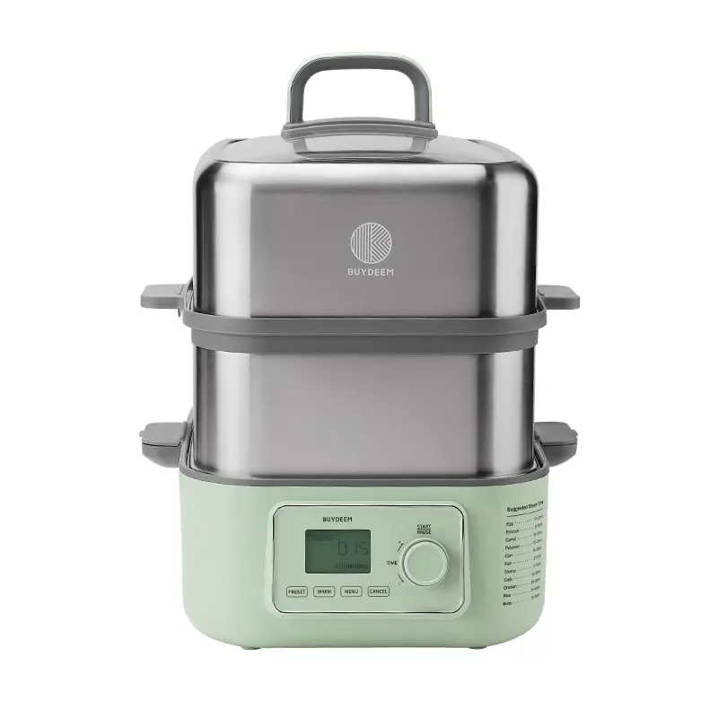 BUYDEEM 14L Large Electric Steamer Cooker with Double Layer, Multi-functional Food Steamer & Stew Pot, No Utensil Restriction, Model G67