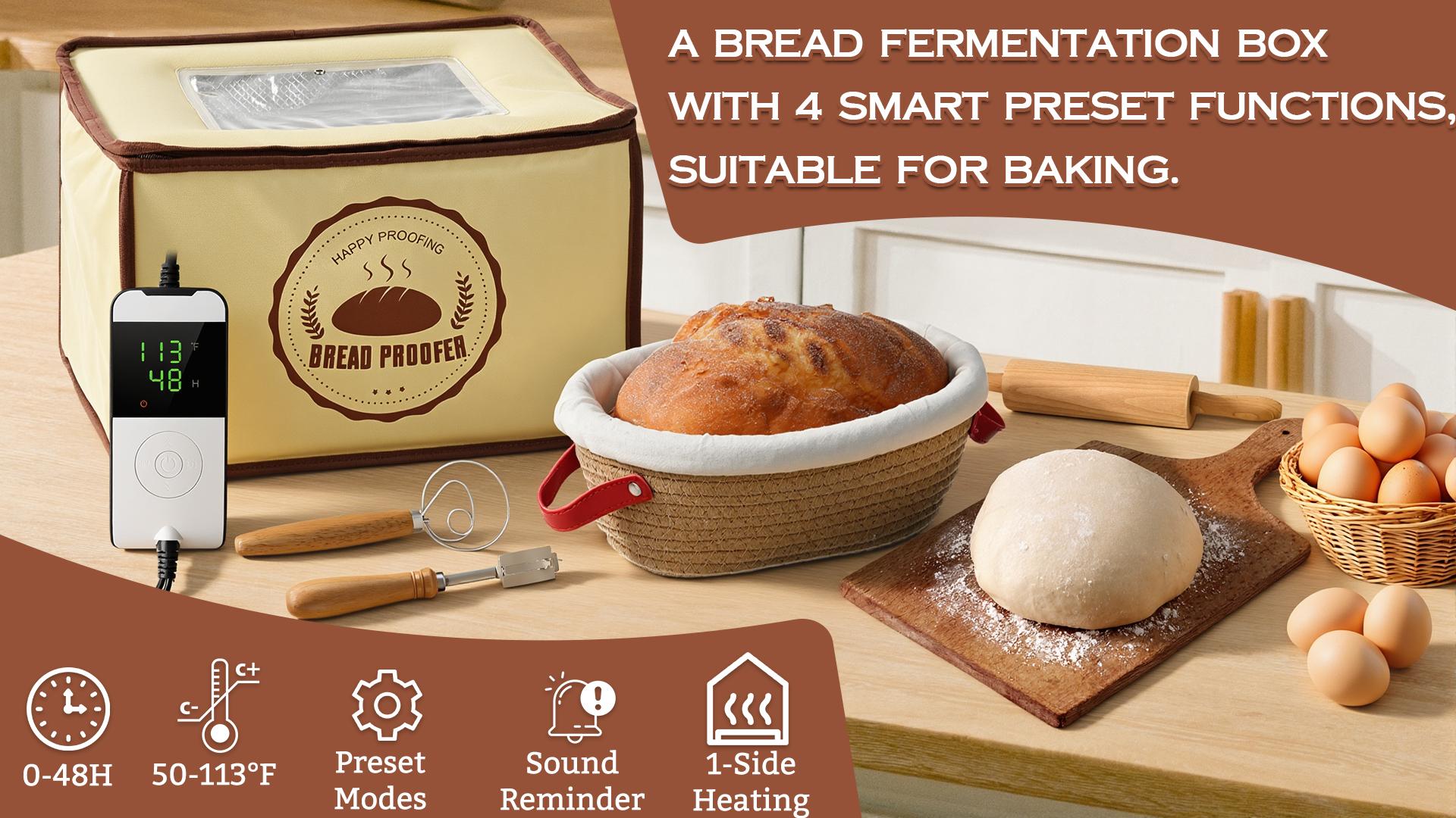Folding Bread Proofing Box with (50-113°F)  Temp Control & 48H Timer, Proofing Box for Sourdough, Bread Baking, Pizza, Yogurt, Kombucha, Space-Saving & 5-Layer Fabric