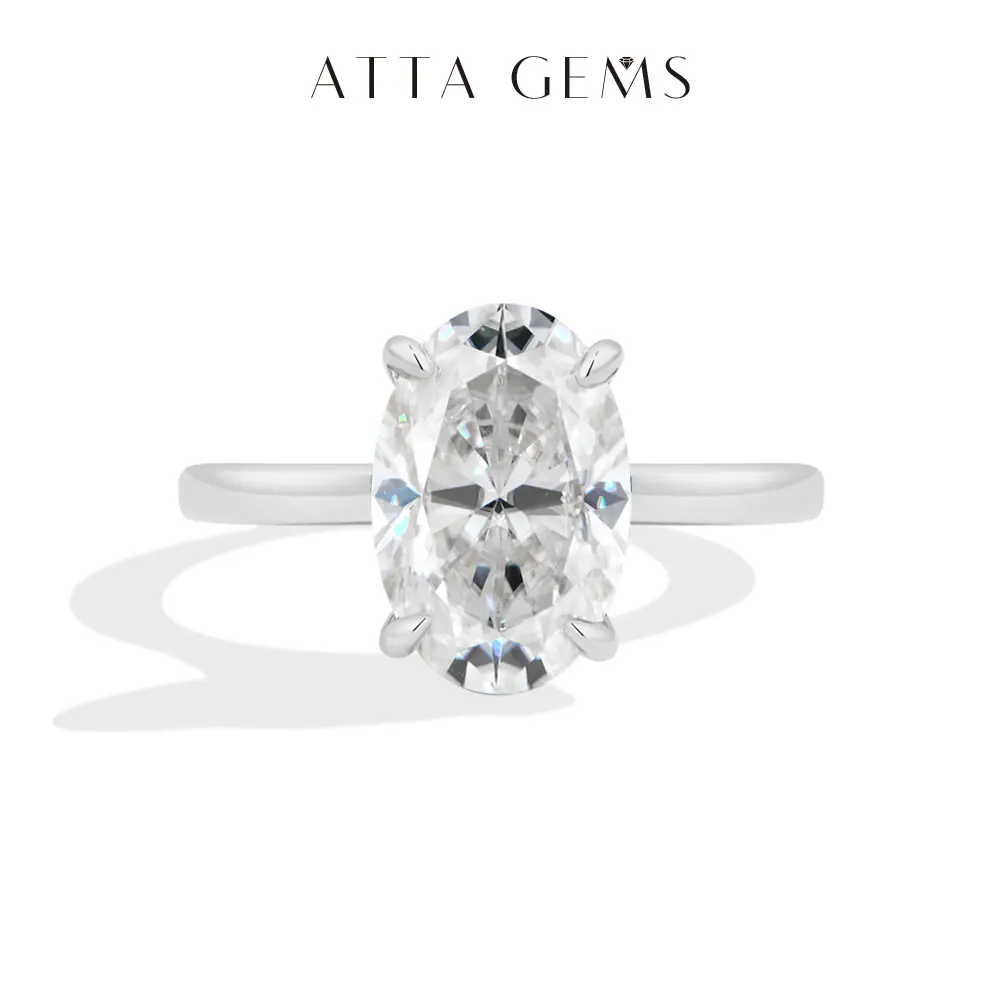 ATTAGEMS 4.5CT Oval Cut D Color VVS1 Lab-Created Moissanite Ring for Women, S925 Sterling Silver Minimalist Casual Artificial Gemstone Bridal Engagement Ring, Anniversary Birthday Gift R371, Bridal Rings, Engagement Rings tiktokshopbacktoschool