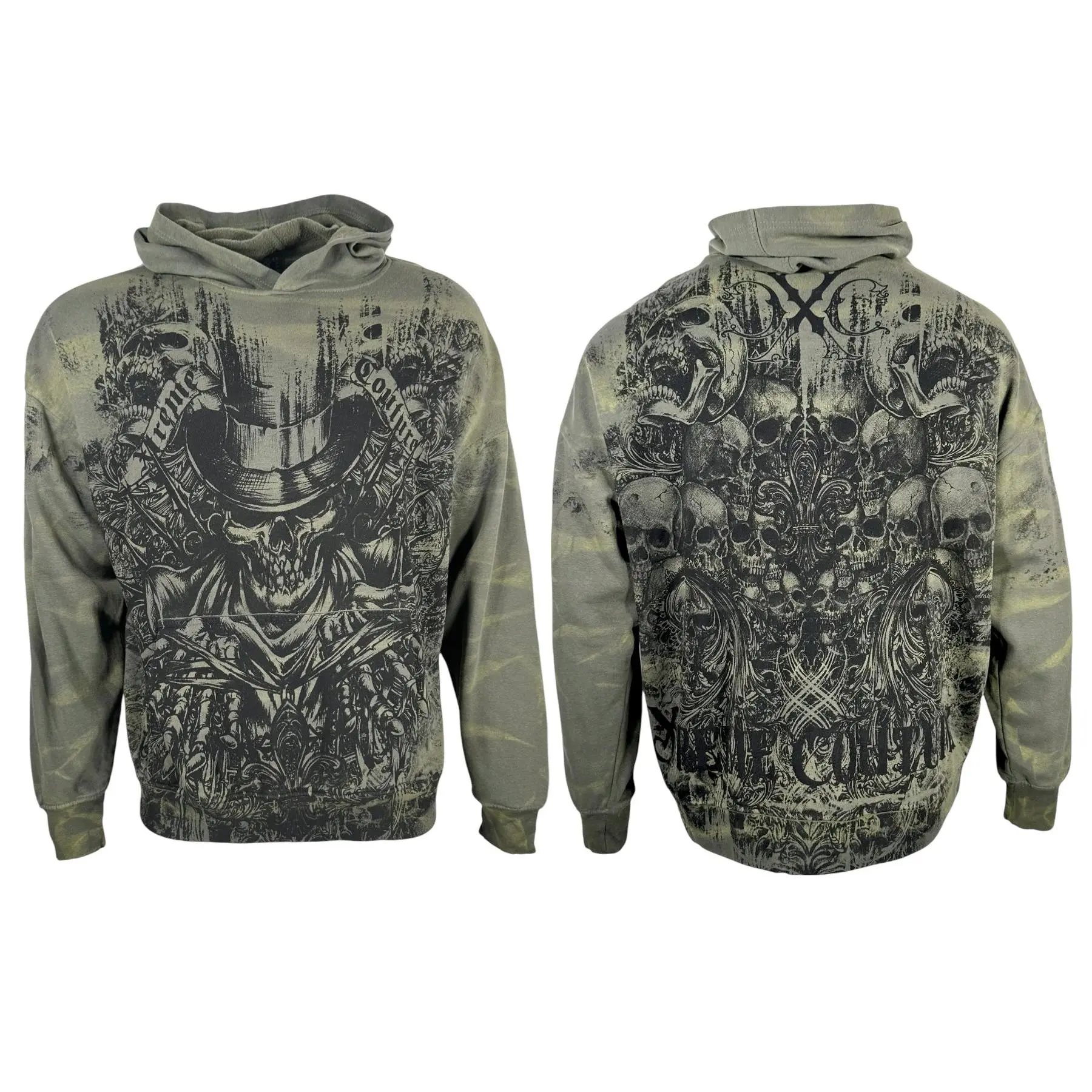 Xtreme Couture By Affliction Men's Gothic Cotton Oversized Boxy Crewneck Graphic Casual Hoodie - Lightweight, Long Sleeve, Printed, All Seasons Casual, Cold Wash Compatible, Tops, Sweatshirts, Crewneck Hoodie, Fit, Mensfashion, Graphic Hoodies