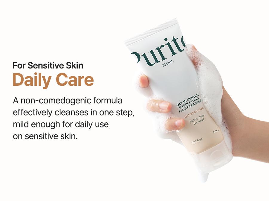[Purito Official] Oat Exfoliating Facial Polish Cleanser l Oat Seed Water Hydration & Soothing, Lightweight, Non-Sticky FA Safe Moisturizer for Sensitive Skin, Non-Comedogenic, Fragrance-Free l Korean Skincare