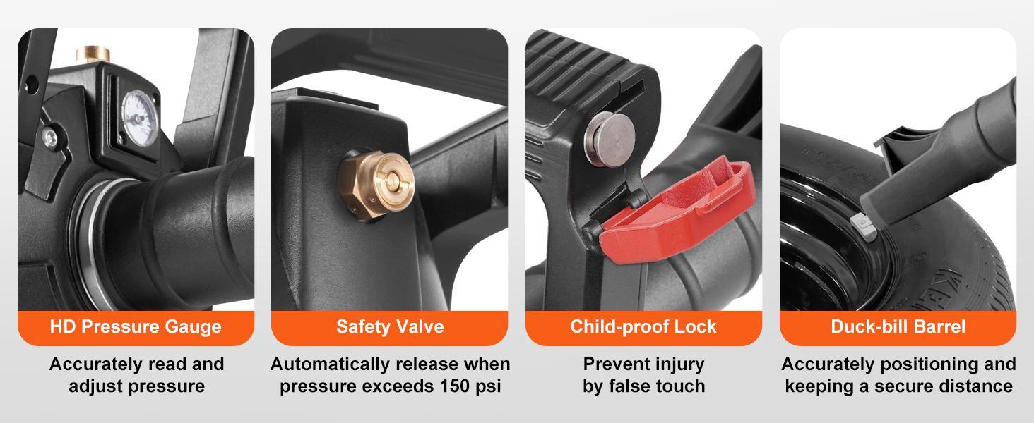 VEVOR Tire Bead Seater, 150 PSI Handheld Tire Bead Seater , 2.4 Gal/9 L Air Tire Bead Blaster, Portable Tire Inflator Tool, 87-116 PSI Operating Pressure for Tractor Truck ATV Car and Automobile Repair,Operating Pressure Tire Bead Seater, VEVOR Tire Bead Seater, 150 PSI Handheld Tire Bead Seater , 2.4 Gal/9 L Air Tire Bead Blaster, Portable Tire Inflator Tool, 87-116 PSI Operating Pressure for Tractor Truck ATV Car and Automobile Repair,Operating Pressure Tire Bead Seater,