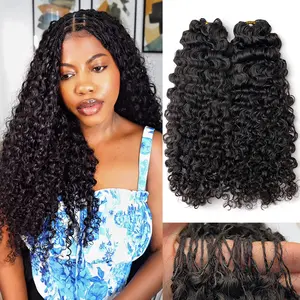 Feather Crochet Human Hair For Black Women Water Deep Wave Pre-Separated Knotless Invisble Micro Loop Hair Extensions Crochet Human Hair Bundles For Braiding