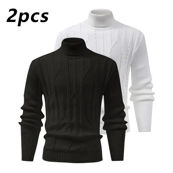 Men's Turtleneck Warm Sweater, Vintage Cable Knit Style, Thickened Winter & Autumn Knitwear with Locking Temperature Technology, Stylish Texture, Suitable for Office Workers and Everyday Street Style, Versatile Innerwear summervibes
