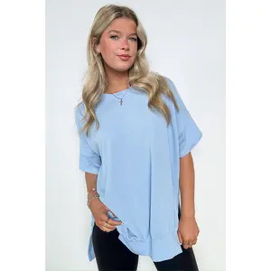 Weekend Wanderlust Rib Knit Side Slit Top - BACK IN STOCK