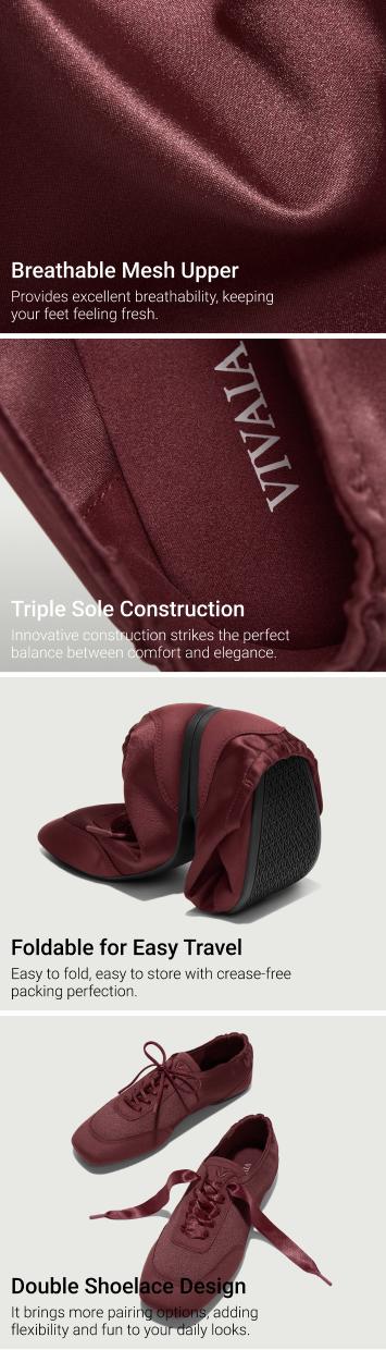 VIVAIA Women's Satin Square-Toe Ballet Sneakerina Sneakers, Adjustable Lace-Up Ballet Flats with 2 Laces,Wide Toe Box,Suede-Like Integrated Insole Machine Washable, Lightweight, Wedding flats, Wedding shoes Wide Feet Friendly Ballet Sneakers(Cristina)