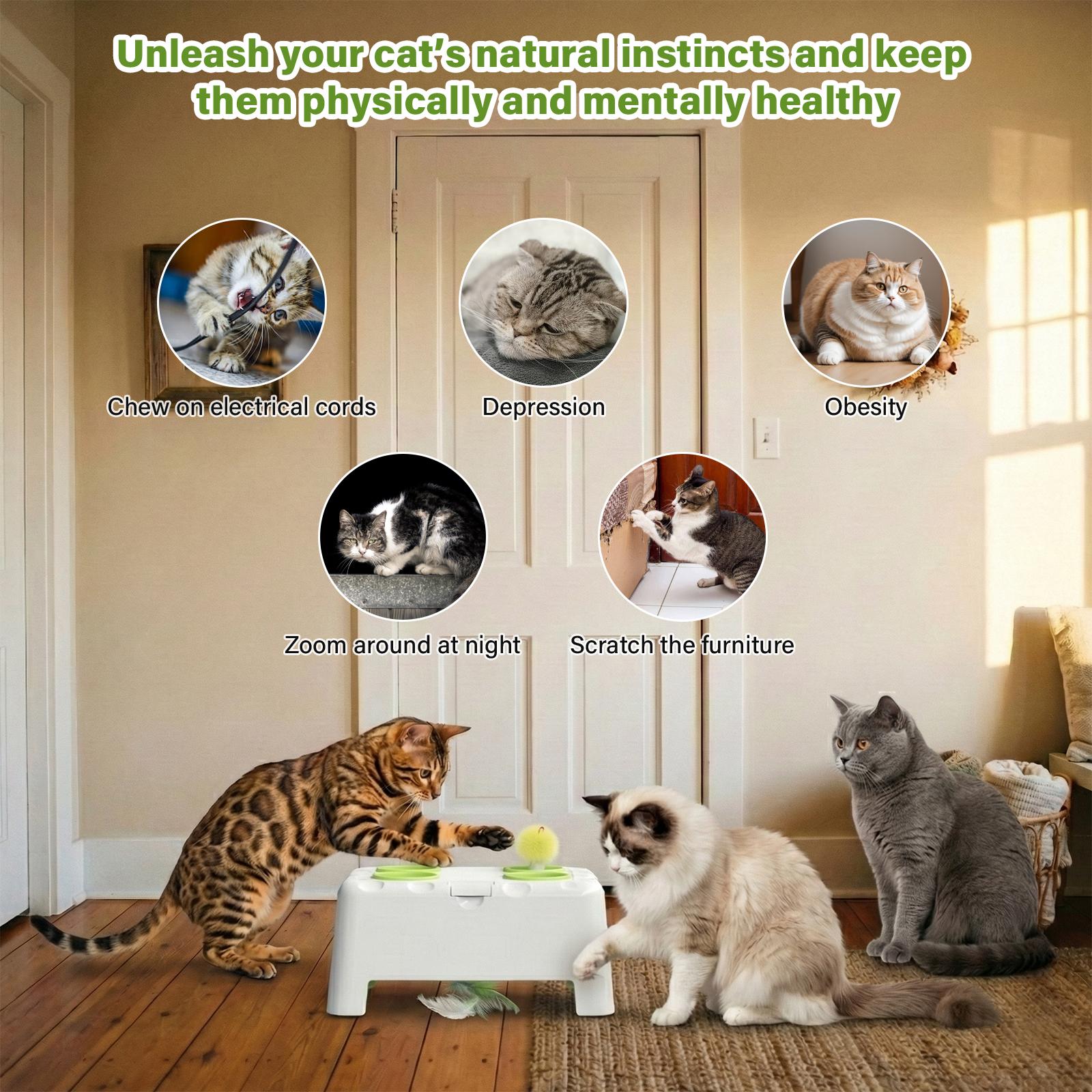 HAPPYCODE Magic House Interactive Cat Toy A 4-hole whack-a-mole electric cat toy suitable for all cats Features three modes: feather wand, whack-a-mole, and rechargeable pop-up hide-and-seek Pet supplies,stimulating cat toys HAPPYCODE Magic House Interactive Cat Toy A 4-hole whack-a-mole electric cat toy suitable for all cats Features three modes: feather wand, whack-a-mole, and rechargeable pop-up hide-and-seek Pet supplies,stimulating cat toys