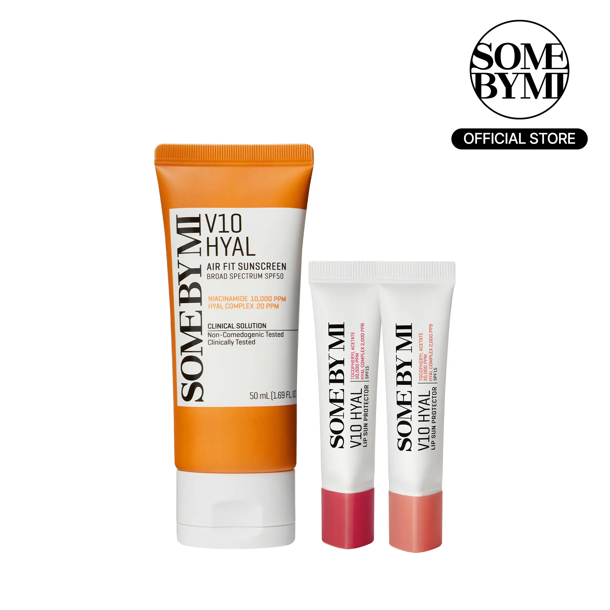 V10 Korean Sun Care Set - Korean Skincare - SPF 50 Hydrating Sunscreen, No White Cast with Centella + Tinted Sunscreen Lip Balm Moisturizing Duo