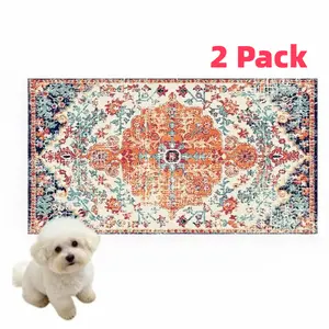 2 Pack Boho Washable Pee Pads, Pet Feeding Mat, 17inch×27inch Eco-Friendly Leak-Proof Dog Training Pad, Stylish Protection for Home Floors, dog products, puppy essentials
