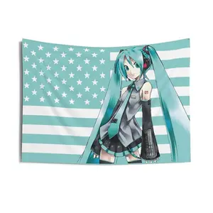 Tapestry  Anime Hatsune Miku 3x5Ft Flags Tapestry for Wall Hanging College Dorm Room Decor with 4 Brass Grommets Banner flag tapestry  Tapestry