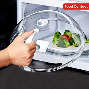 Microwave Splatter Cover – Transparent Reusable Food Cover, Heat-Resistant PP Plastic Microwave Plate Lid with Easy-Grip Handle