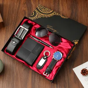 Luxurious Men's Fashion Accessory Gift Set - Watch, Belt, Wallet, Sunglasses, Bracelets, Diamond-Like Bride Crown Sash, Bandana, Cute Cat Cosplay Costume - Ideal for Boyfriend Valentine's Day Present
